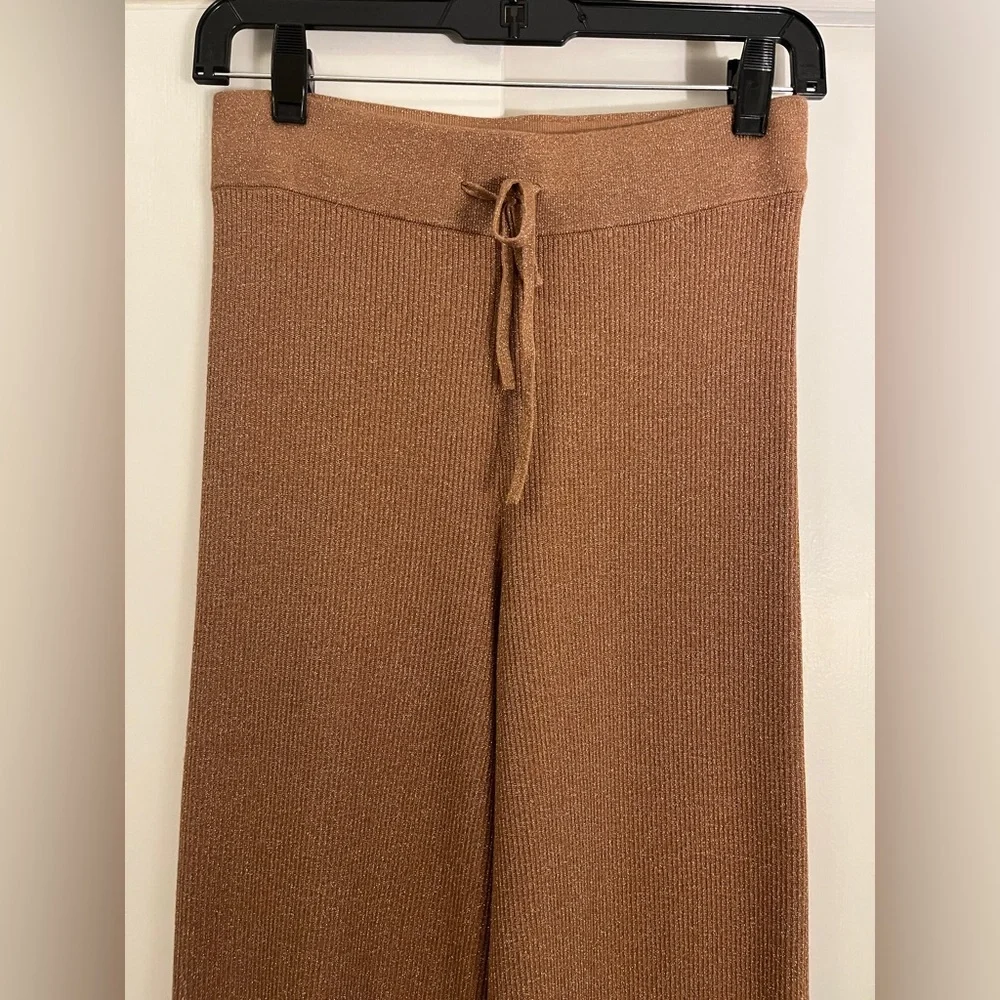 A.L.C. Quentin Knit Wide-Leg Pants in Metallic/Brown, Size XS - Picture 8 of 13